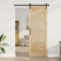 Produktbild för Skjutdörr Naturlig 83 x 232 cm Massiv furu