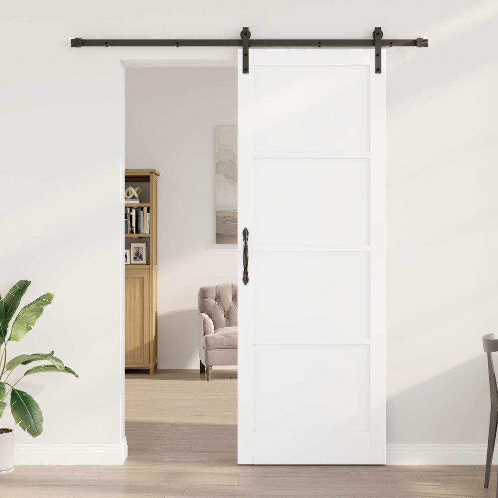 Produktbild för Skjutdörr Vit 83 x 232 cm Massiv furu