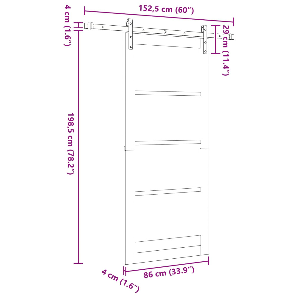 Produktbild för Skjutdörr Naturlig 86 x 198,5 cm Massiv furu