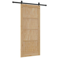 Produktbild för Skjutdörr Naturlig 86 x 198,5 cm Massiv furu