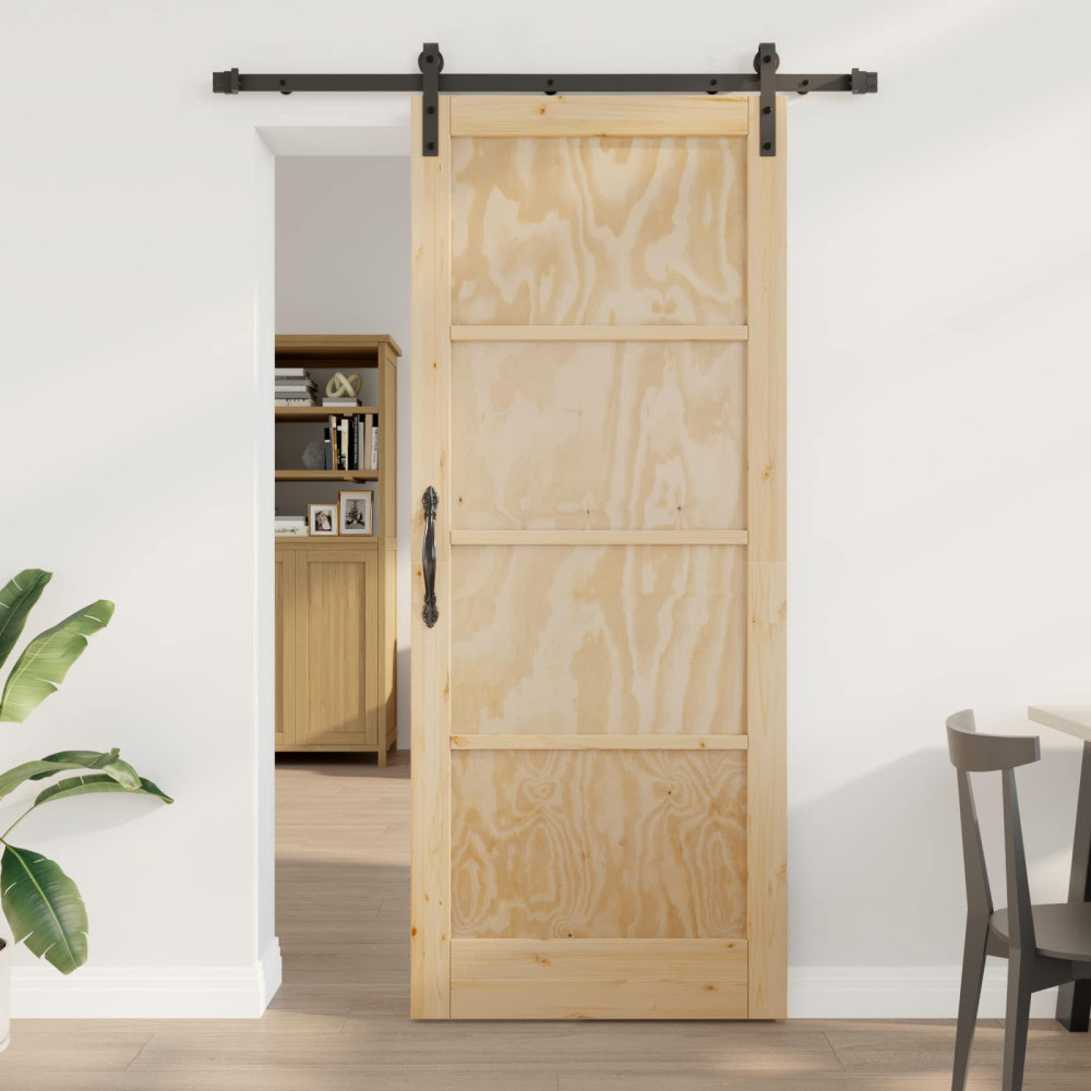 Produktbild för Skjutdörr Naturlig 86 x 211 cm Massiv furu