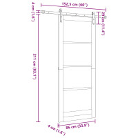 Produktbild för Skjutdörr Naturlig 86 x 211 cm Massiv furu
