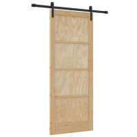 Produktbild för Skjutdörr Naturlig 86 x 211 cm Massiv furu