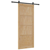 Produktbild för Skjutdörr Naturlig 86 x 211 cm Massiv furu