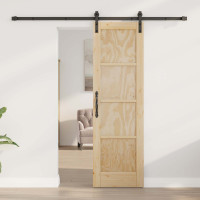 Produktbild för Skjutdörr Naturlig 61 x 198,5 cm Massiv furu