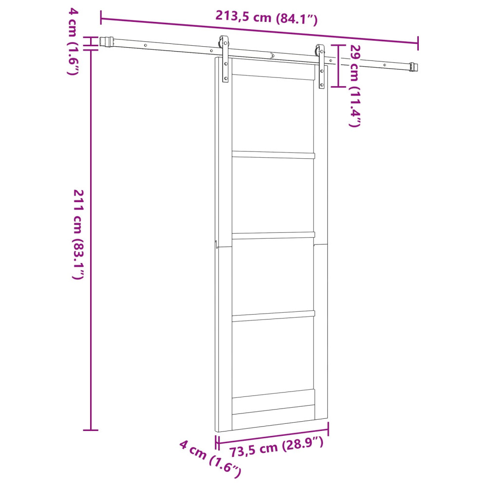Produktbild för Skjutdörr Naturlig 73,5 x 211 cm Massiv furu