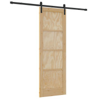 Produktbild för Skjutdörr Naturlig 73,5 x 211 cm Massiv furu