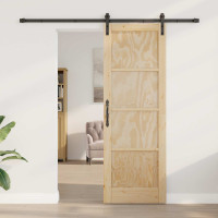 Produktbild för Skjutdörr Naturlig 73,5 x 211 cm Massiv furu