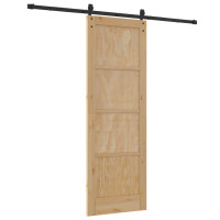 Produktbild för Skjutdörr Naturlig 73,5 x 211 cm Massiv furu
