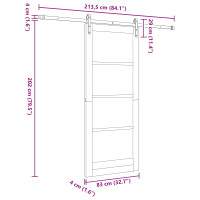 Produktbild för Skjutdörr Vit 83 x 202 cm Massiv furu