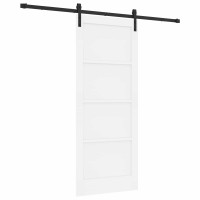 Produktbild för Skjutdörr Vit 83 x 202 cm Massiv furu
