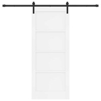 Produktbild för Skjutdörr Vit 83 x 202 cm Massiv furu