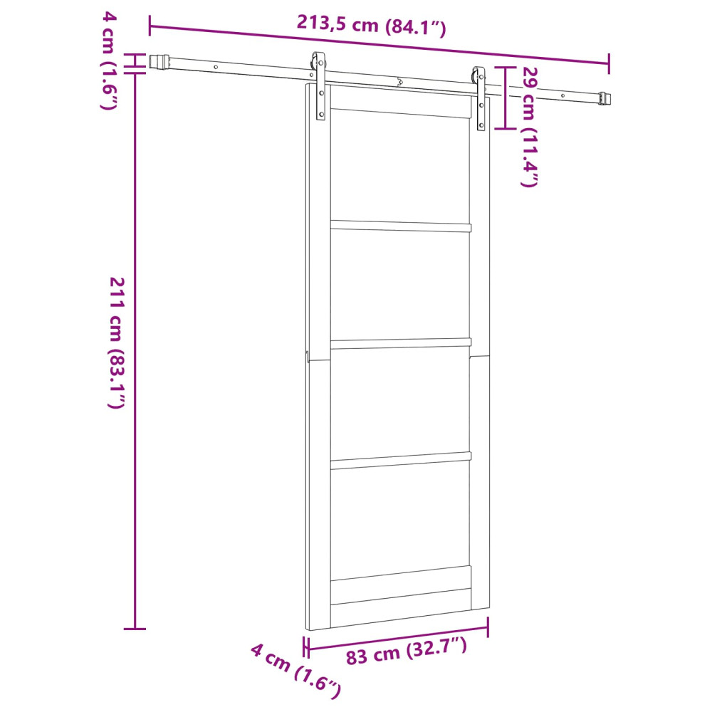 Produktbild för Skjutdörr Naturlig 83 x 232 cm Massiv furu