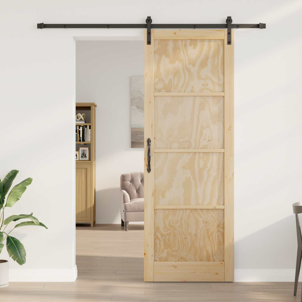 Produktbild för Skjutdörr Naturlig 83 x 232 cm Massiv furu