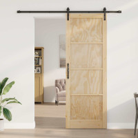 Produktbild för Skjutdörr Naturlig 83 x 232 cm Massiv furu