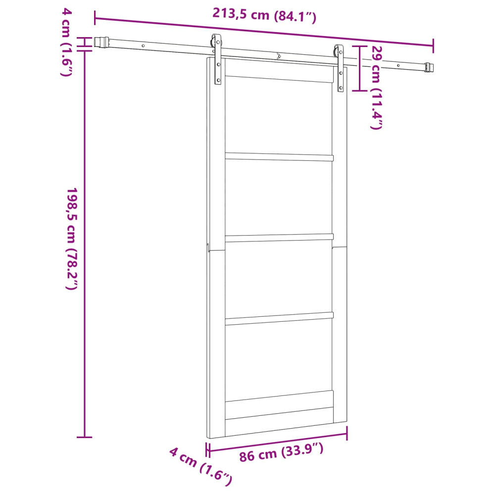 Produktbild för Skjutdörr Naturlig 86 x 198,5 cm Massiv furu