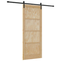 Produktbild för Skjutdörr Naturlig 86 x 211 cm Massiv furu