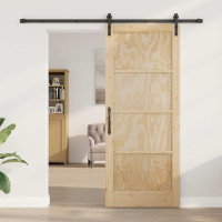 Produktbild för Skjutdörr Naturlig 86 x 211 cm Massiv furu