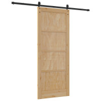 Produktbild för Skjutdörr Naturlig 86 x 211 cm Massiv furu