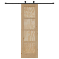 Produktbild för Skjutdörr Naturlig och svart 61 x 198,5 cm Massiv furu
