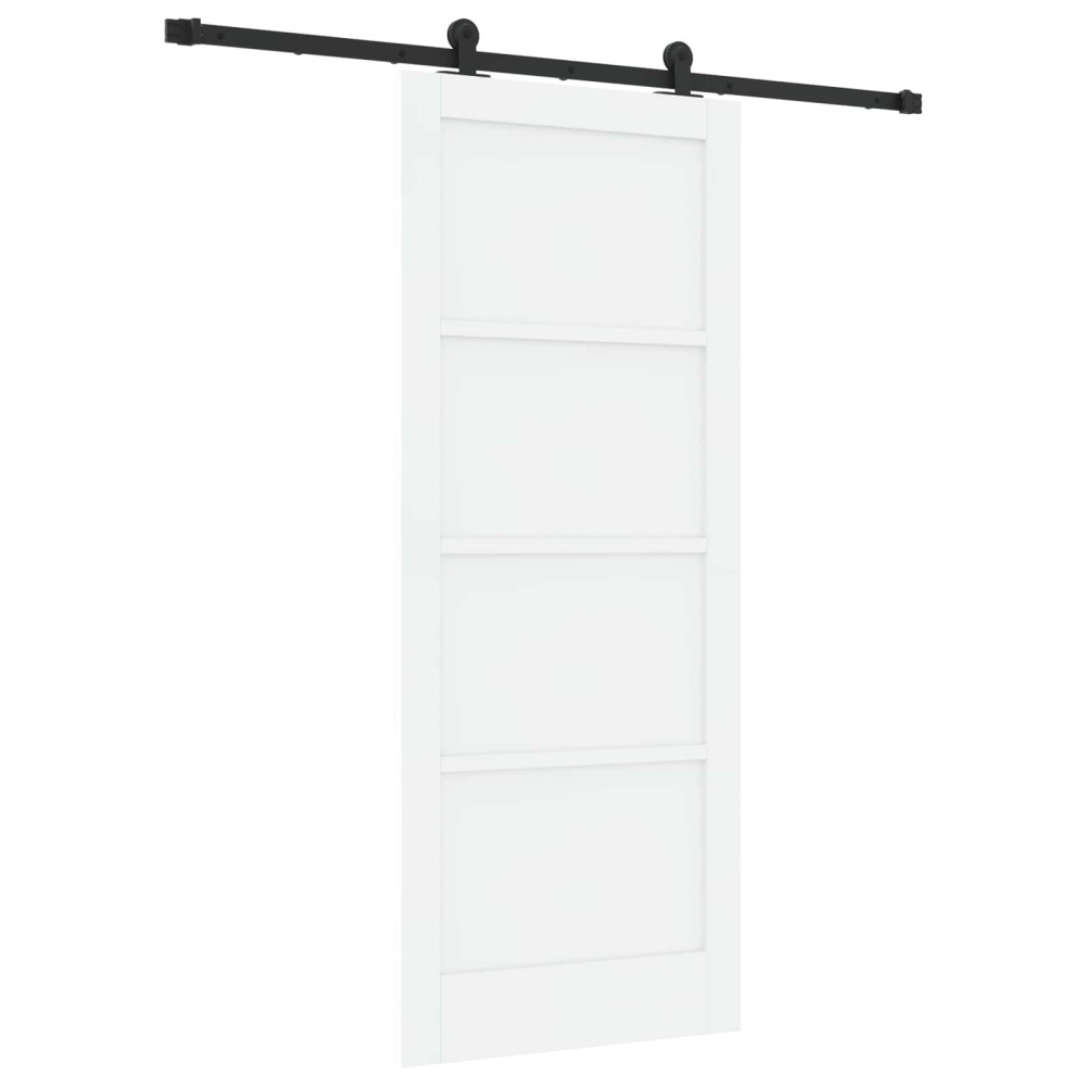Produktbild för Skjutdörr Vit och svart 83 x 202 cm Massiv furu