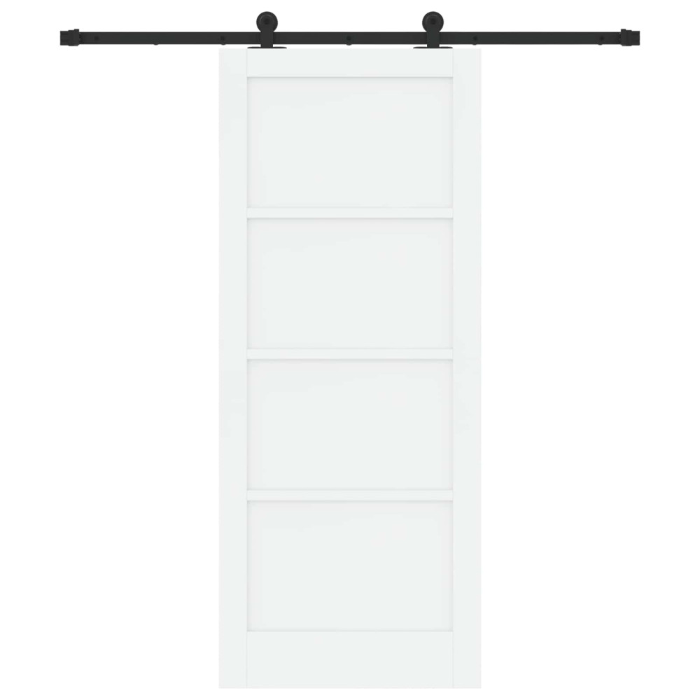 Produktbild för Skjutdörr Vit och svart 83 x 202 cm Massiv furu