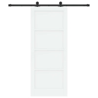 Produktbild för Skjutdörr Vit och svart 83 x 202 cm Massiv furu