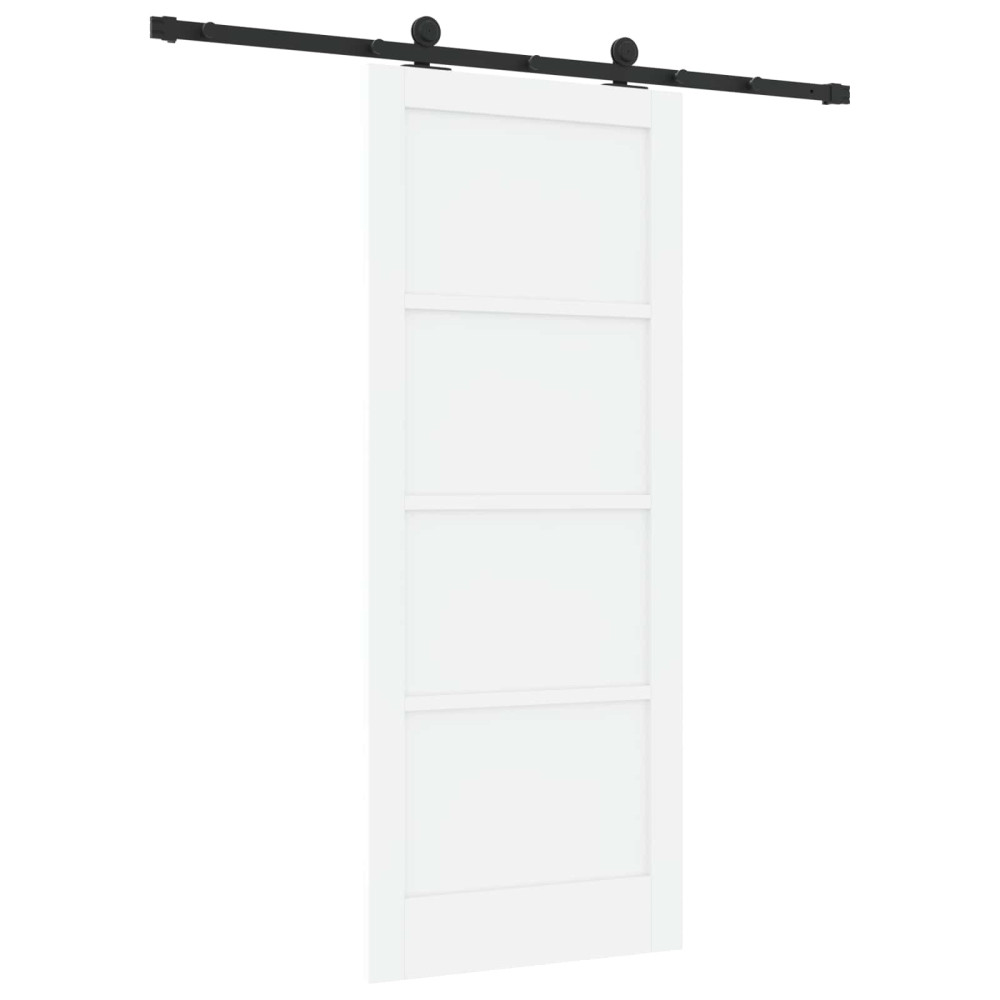 Produktbild för Skjutdörr Vit och svart 83 x 202 cm Massiv furu
