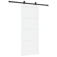 Produktbild för Skjutdörr Vit och svart 83 x 202 cm Massiv furu