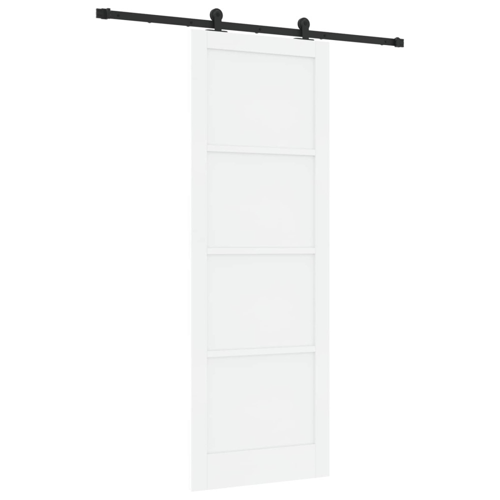 Produktbild för Skjutdörr Vit och svart 83 x 232 cm Massiv furu