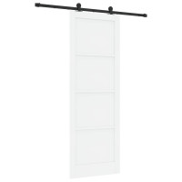 Produktbild för Skjutdörr Vit och svart 83 x 232 cm Massiv furu
