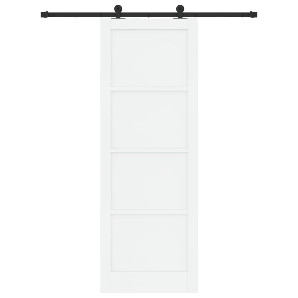 Produktbild för Skjutdörr Vit och svart 83 x 232 cm Massiv furu