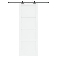 Produktbild för Skjutdörr Vit och svart 83 x 232 cm Massiv furu