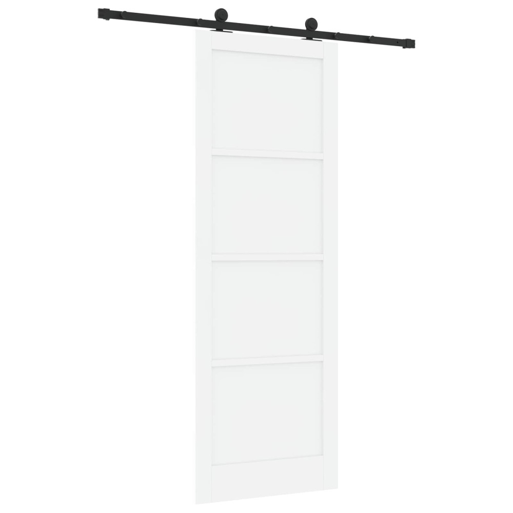 Produktbild för Skjutdörr Vit och svart 83 x 232 cm Massiv furu