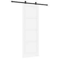 Produktbild för Skjutdörr Vit och svart 83 x 232 cm Massiv furu