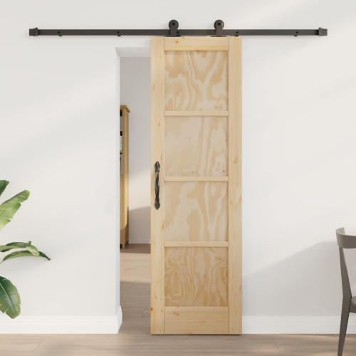 vidaXL Skjutdörr Naturlig och svart 61 x 198,5 cm Massiv furu