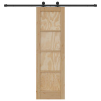 Produktbild för Skjutdörr Naturlig och svart 61 x 198,5 cm Massiv furu
