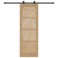 Produktbild för Skjutdörr Naturlig och svart 73,5 x 211 cm Massiv furu