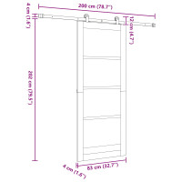 Produktbild för Skjutdörr Vit och svart 83 x 202 cm Massiv furu