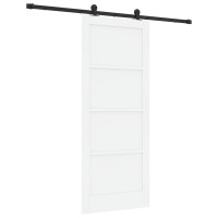 Produktbild för Skjutdörr Vit och svart 83 x 202 cm Massiv furu