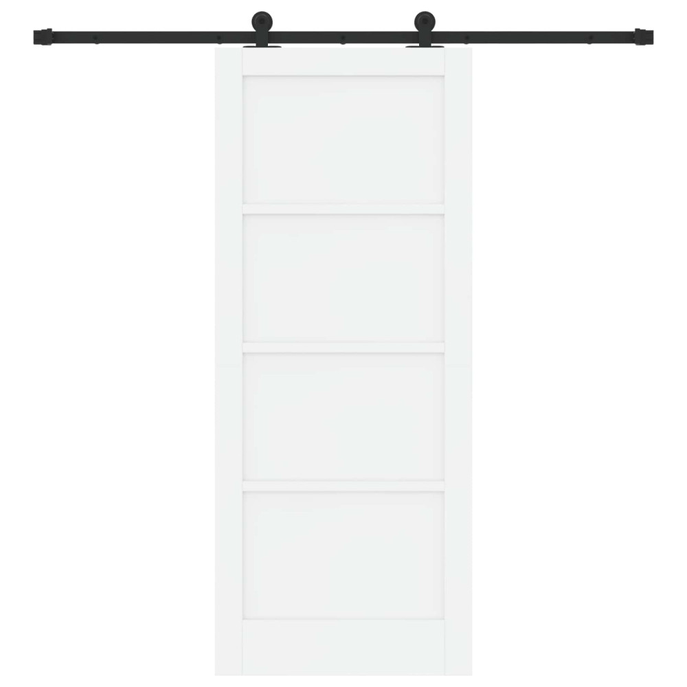 Produktbild för Skjutdörr Vit och svart 83 x 202 cm Massiv furu