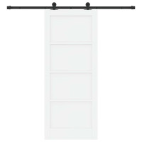 Produktbild för Skjutdörr Vit och svart 83 x 202 cm Massiv furu