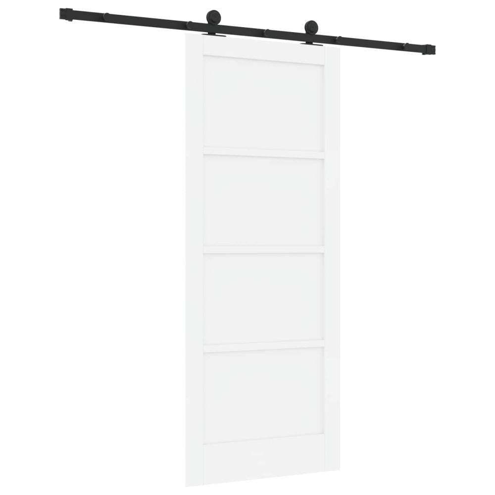 Produktbild för Skjutdörr Vit och svart 83 x 202 cm Massiv furu