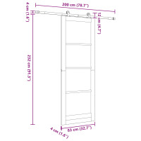 Produktbild för Skjutdörr Vit och svart 83 x 232 cm Massiv furu