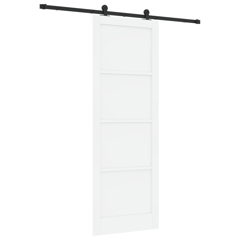 Produktbild för Skjutdörr Vit och svart 83 x 232 cm Massiv furu