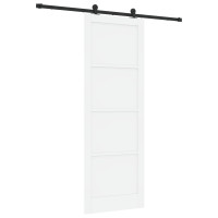 Produktbild för Skjutdörr Vit och svart 83 x 232 cm Massiv furu