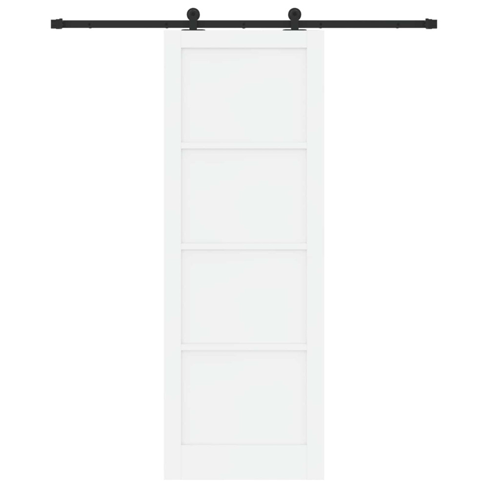 Produktbild för Skjutdörr Vit och svart 83 x 232 cm Massiv furu