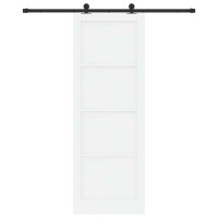 Produktbild för Skjutdörr Vit och svart 83 x 232 cm Massiv furu