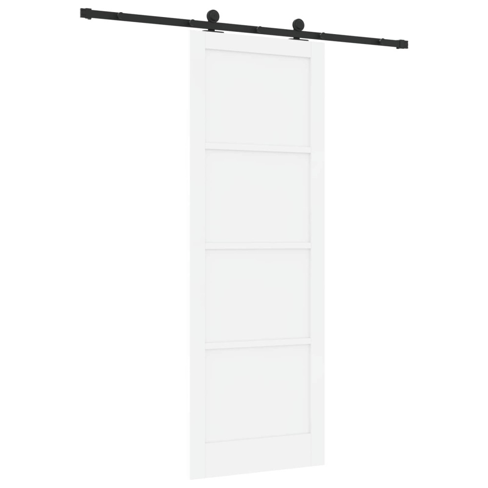 Produktbild för Skjutdörr Vit och svart 83 x 232 cm Massiv furu