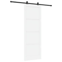 Produktbild för Skjutdörr Vit och svart 83 x 232 cm Massiv furu